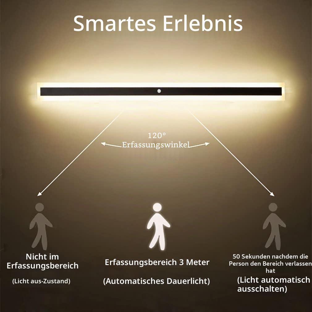 VOMI Langlich Aussen/Innen Wandleuchte mit Bewegungsmelder LED 150cm Warmweiß Moderne Flach Wandlampe Lang Schmal Up Down Wasserdicht IP65 Metall Wandbeleuchtung Flur Treppe Gärten 3000K