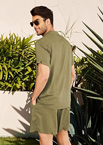 Chemise d'été homme en coton et lin respirant vêtement de plage noir léger confortable S - 3