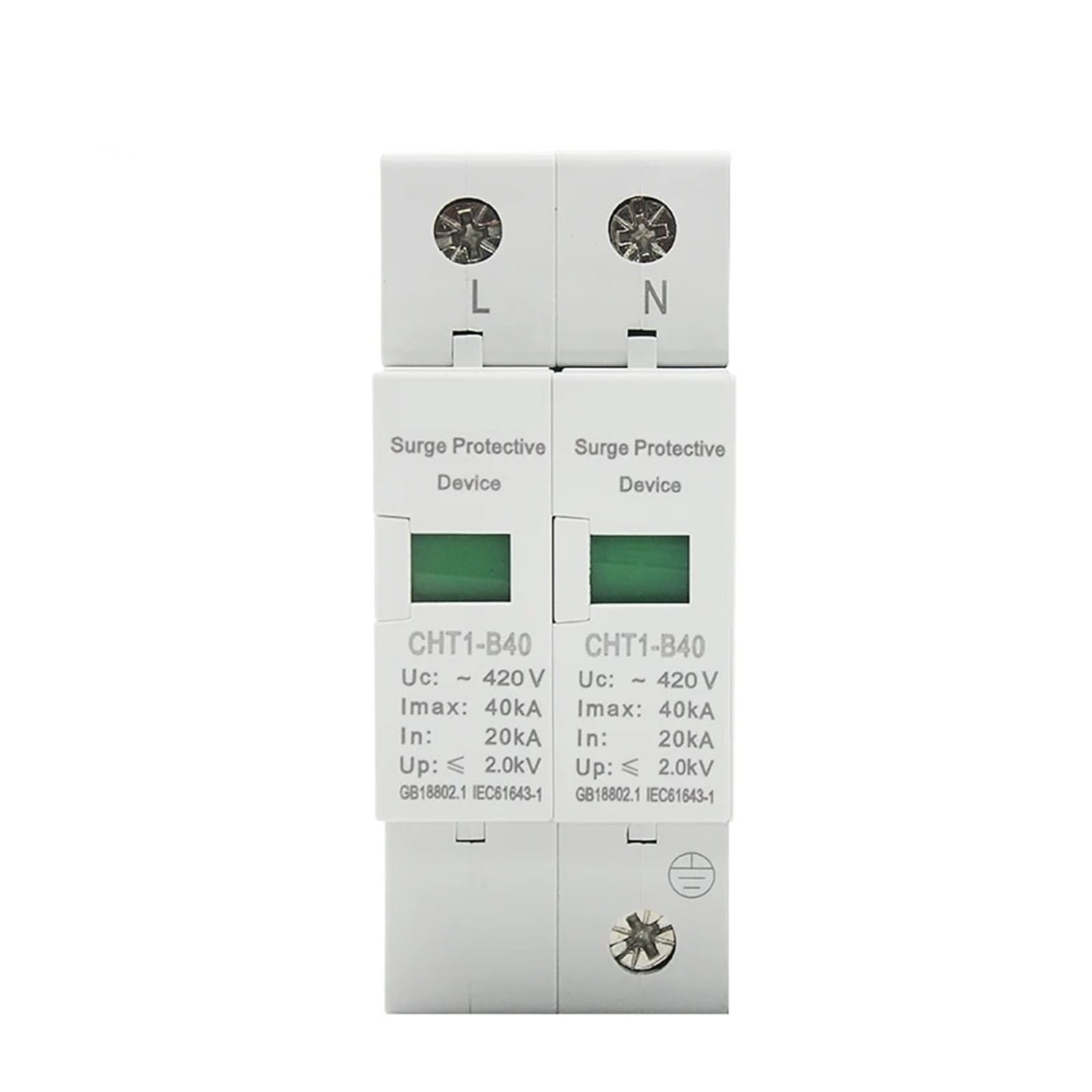 AC SPD 2P 20KA~40KA 420V Surge Protector Din Rail Mounting Protective Low-voltage Arrester Device For House
