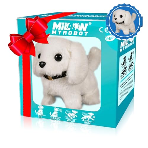 ufladi Milow Robot Puppy, Milow - My Realistic Robot Puppy, Robot Puppy, Robot Puppy That Acts Like a Real Puppy, Toy Dogs That Walk and Bark, Like a Real Puppy (A White)