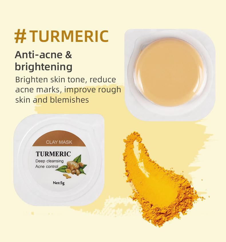 Miniatura 9 de Kit de máscara de arcilla orgánica de etiqueta privada Cúrcuma té verde rosa rosa cara barro máscara facial máscara facial para piel de acné (juego