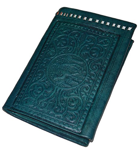 Treasures Of Morocco Handmade Moroccan By-fold Leather Wallet Large Vintage Exquisite Handy Teal