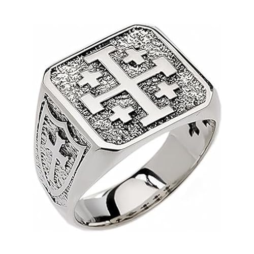 Religious Jewelry Men's Sterling Silver Jerusalem Cross Ring (Size 10)