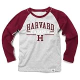 Wes and Willy NCAAA Kids LS Raglan Tee,Harvard Crimson,M,HAR Maroon