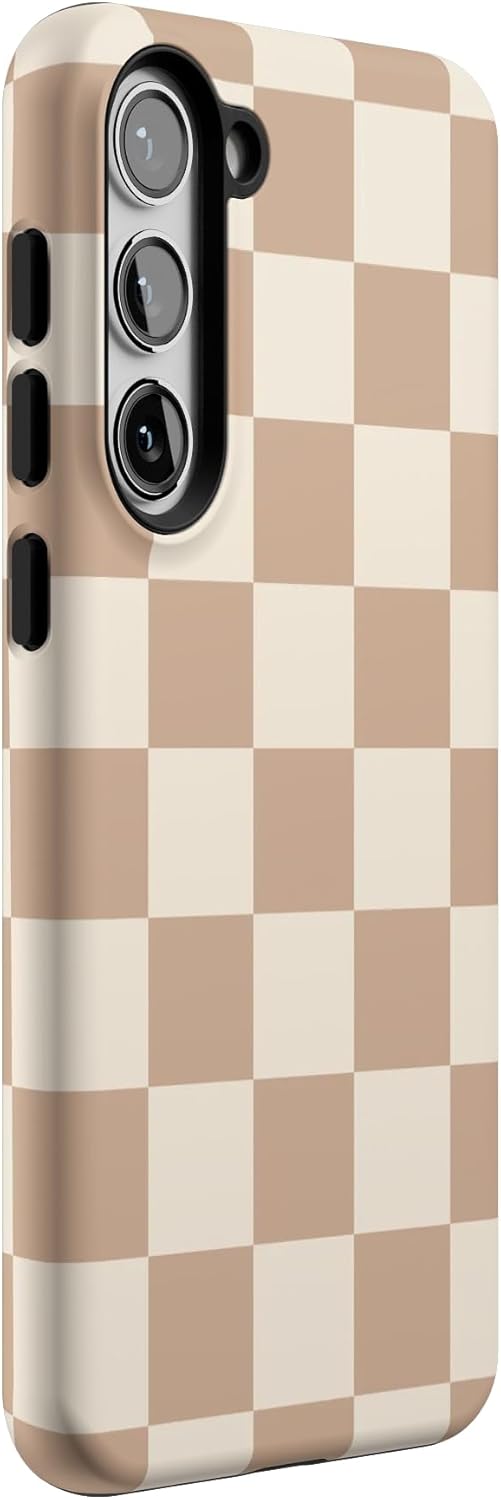 Casely Galaxy S23 Plus Case | Fit Check | Neutral Checkerboard | Essential Slim Dual-Layer Protective Design