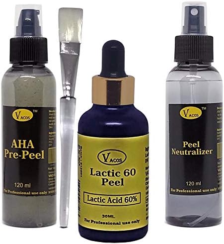 Vacos Lactic 60 30ml, Pre Peel and Neutralizer Chemical Peel Skin PEEL Home Peel Kit For Skin rejuvenation, Whitening, Wrinkle Removal, Pigmentation, Scars, Marks, Spots, Melasma