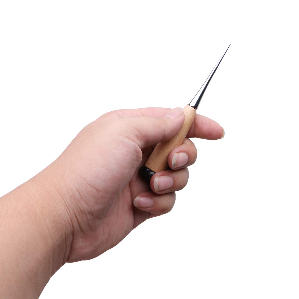 JinGuoZiLP Leather Craft Awl Tool Hole Maker Wooden Handle Sewing Stitching Punching