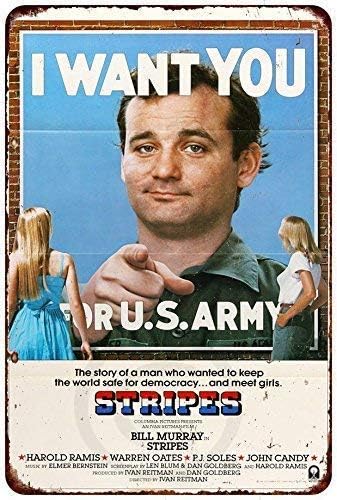 Kexle Tin Sign Stripes Movie Poster I Want You Bill Murray Wall Decoration Reproduction Metal Sign 8 x 12