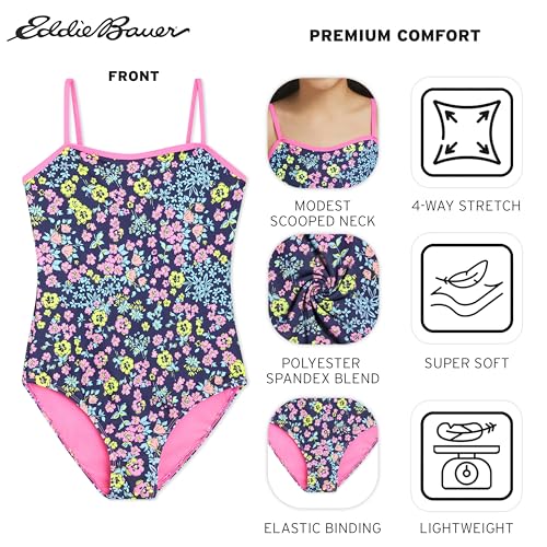 Image of Eddie Bauer Girls' UPF 50+ Scoop-Neck Stretchable One-Piece Swimsuit