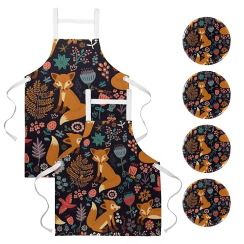 Tablier de cuisine contre les taches de graisse motif renard mignon