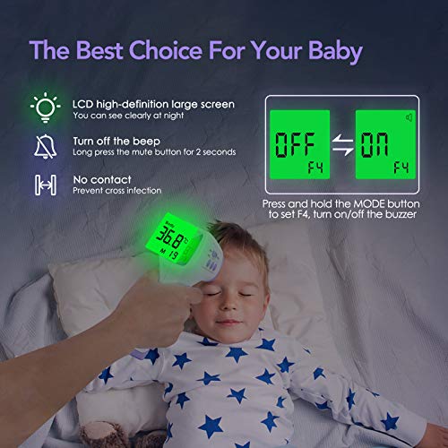 Wawech Baby Fieberthermometer kontaktlos digital Infrarot Stirnthermometer 3 in 1 Stirn Thermometer...