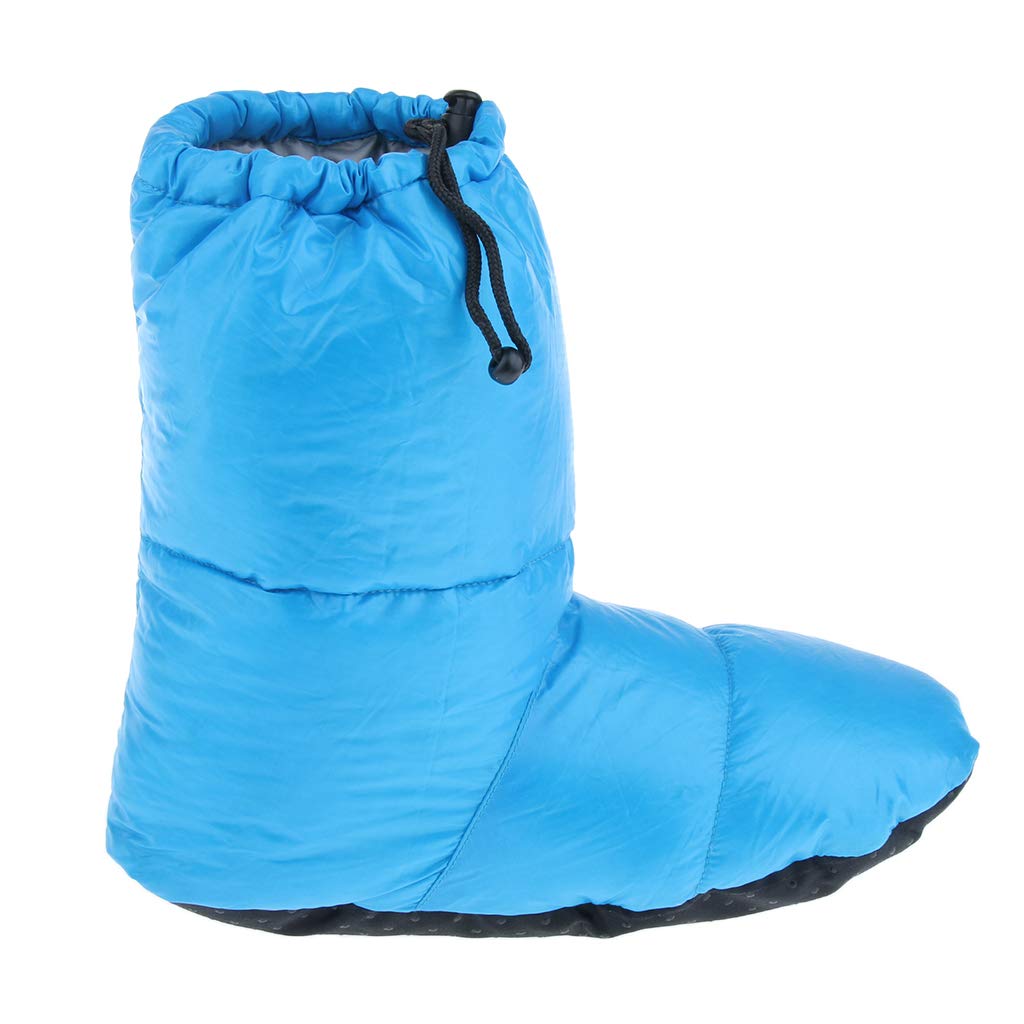 Chaussons d'hiver chauds en duvet d'oie blanc pour tente de camping Noir M