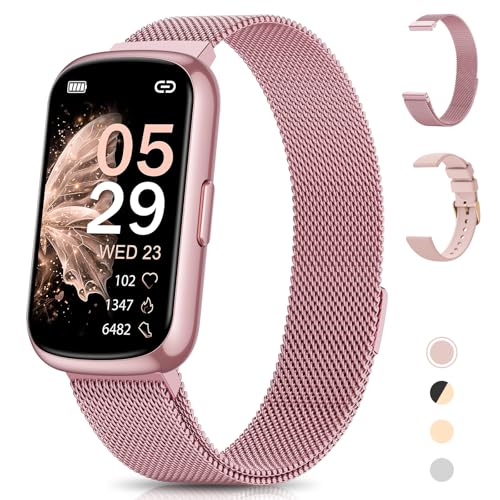 RUXINGX Reloj Inteligente Mujer, 1,47' HD Pulsera Inteligente Mujer, IP68, 24 Modos Deportivos, 24H Pulsómetro, Oxímetro, Sueño, Función Femenina, Podómetro Smartwatch para iOS Android