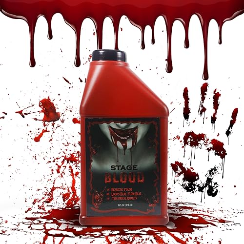 VIPNAJI Kit de Sangre Falsa 473ml, Sangre Artificial Lavable, Sangre Falsa de Halloween, Pintura Cara Halloween y Carnaval Profesional
