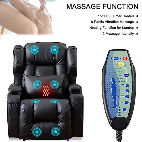Image of Oprisen Wall Hugger Power Recliner Chair Set of 3, Overstuffed Home Theater Seating w /Heat Massage Electric Movie Gaming Sofa Reclining Sleeper Chair with LED Light /Lumbar Pillow /Cup Holders