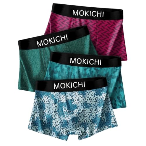 Image of Men's Microfiber Boxer Briefs Pack of 4 | Soft Stretch Breathable Innerwear | Moisture Wicking Printed Trunks | Comfortable Elastic Waistband | Regular Fit Underwear for Men