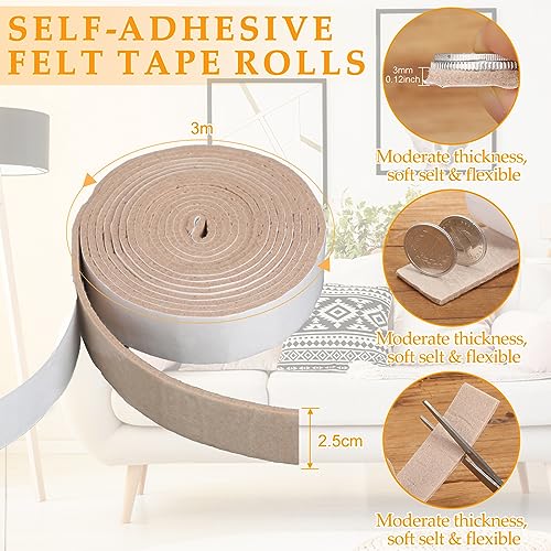 Fieltro autoadhesivo para muebles resistente con rollos de cinta protectora de fieltro 3