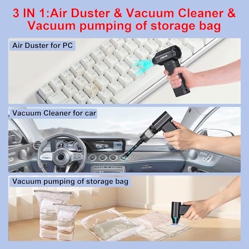 Compressed Air Duster&Vacuum Cleaner, 3-in-1 150000RPM Cordless Air Blower - image 2
