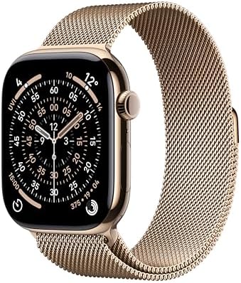 Apple Watch Series 11 GPS + Cellular 46mm Gold Titanium Case with Gold Milanese Loop - S/M