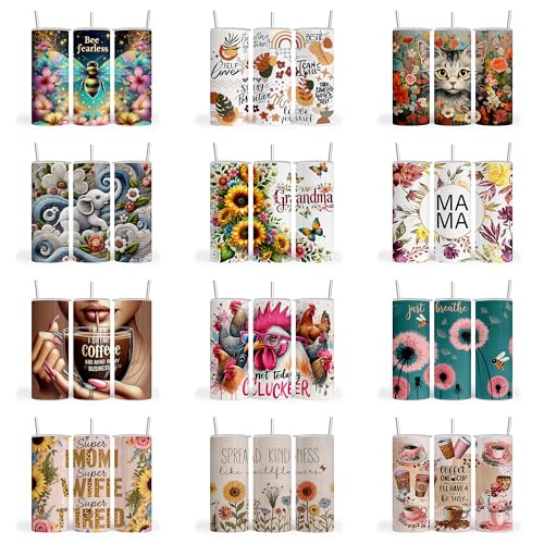 50 pc. Bundle Variety Pack, Tumbler Sublimation Wrap, Tumbler Transfer, Ready to Press Sublimation Transfer - 20 oz Straight Tumbler, Skinny Tumbler -RTP. 1303