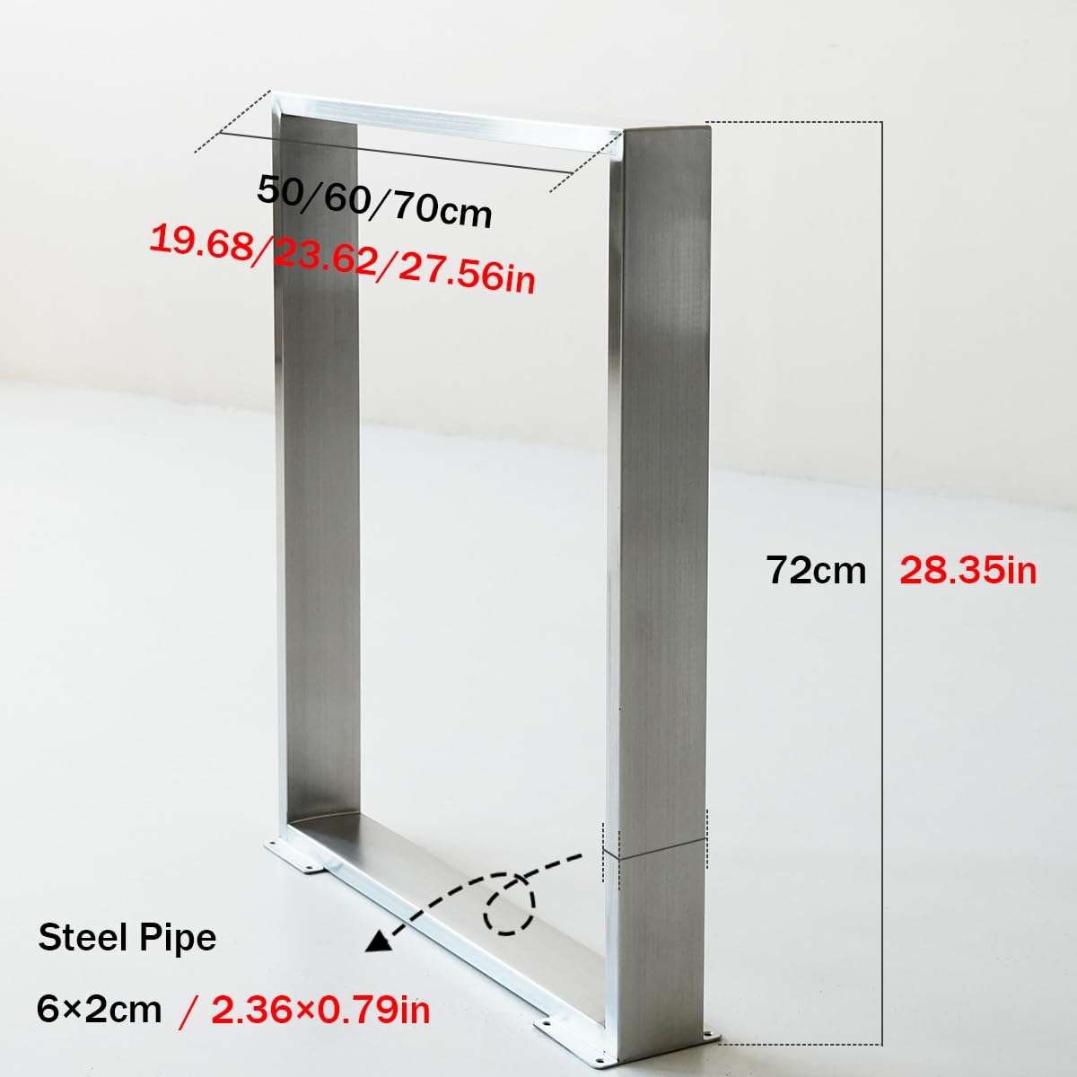 Piedini di Supporto in Metallo Grandi – Gambe per Tavolo in Acciaio Larghezza 50/60/70cm – Gambe di Ricambio per Tavolo da Pranzo/Scrivania/Tavoli da Bar(50x72cm(20x28in))