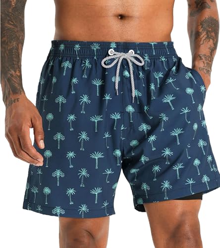 Image of APTRO Men's Swim Trunks with Compression Liner 5 Inch Bathing Suit Beach Swimsuits