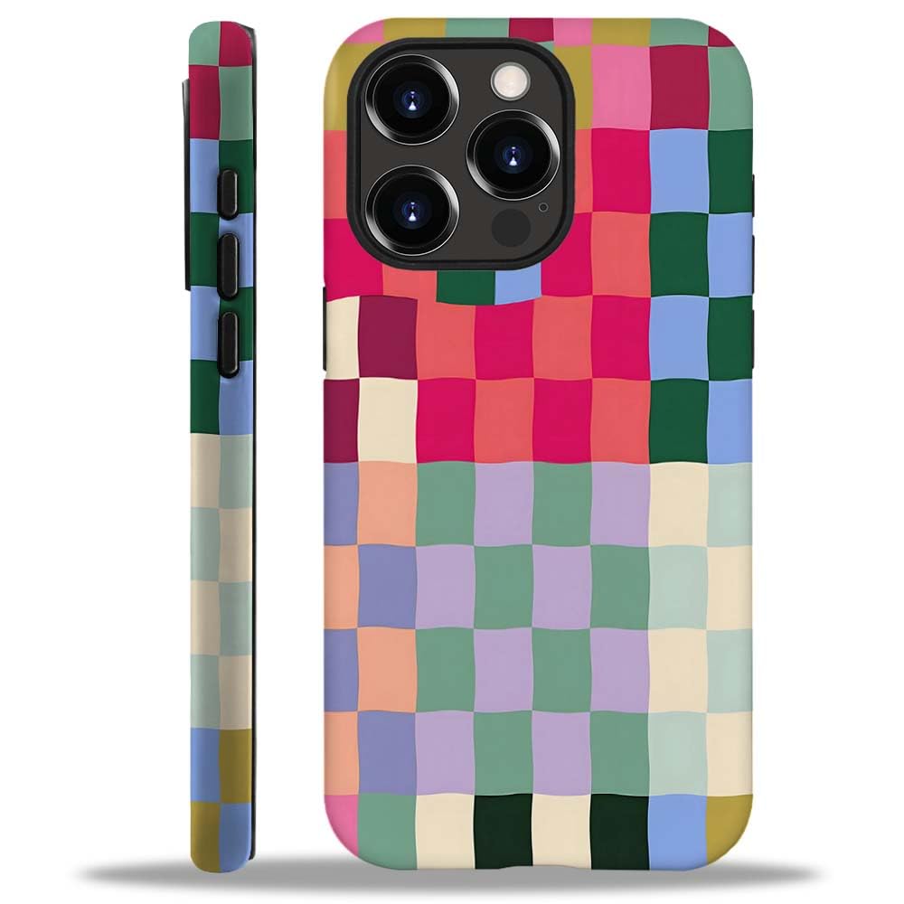 SEized Case Compatible with for iPhone 15 Pro Max,Colorful Checkerboard Phone Case for Girl Women Boy Men,Soft Silicone Protection Case for iPhone 15 Pro Max