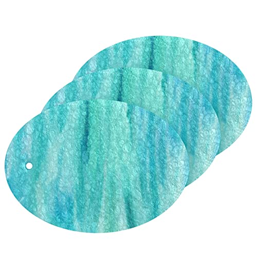 Image of Abstract Turquoise Household Cleaning Sponges Kitchen Sponge Washing Dishes Cleaning Kitchen Non-Scratch 3 Scrub Sponges for Kitchen Dishes Sinks