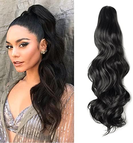 Long Short Claw Ponytail Hair Extension One Piece Cute Clip in on Ponytail Jaw/Claw Synthetic Straight Curly Hairpieces 12" Curly Ash Blonde mix Bleach Blonde