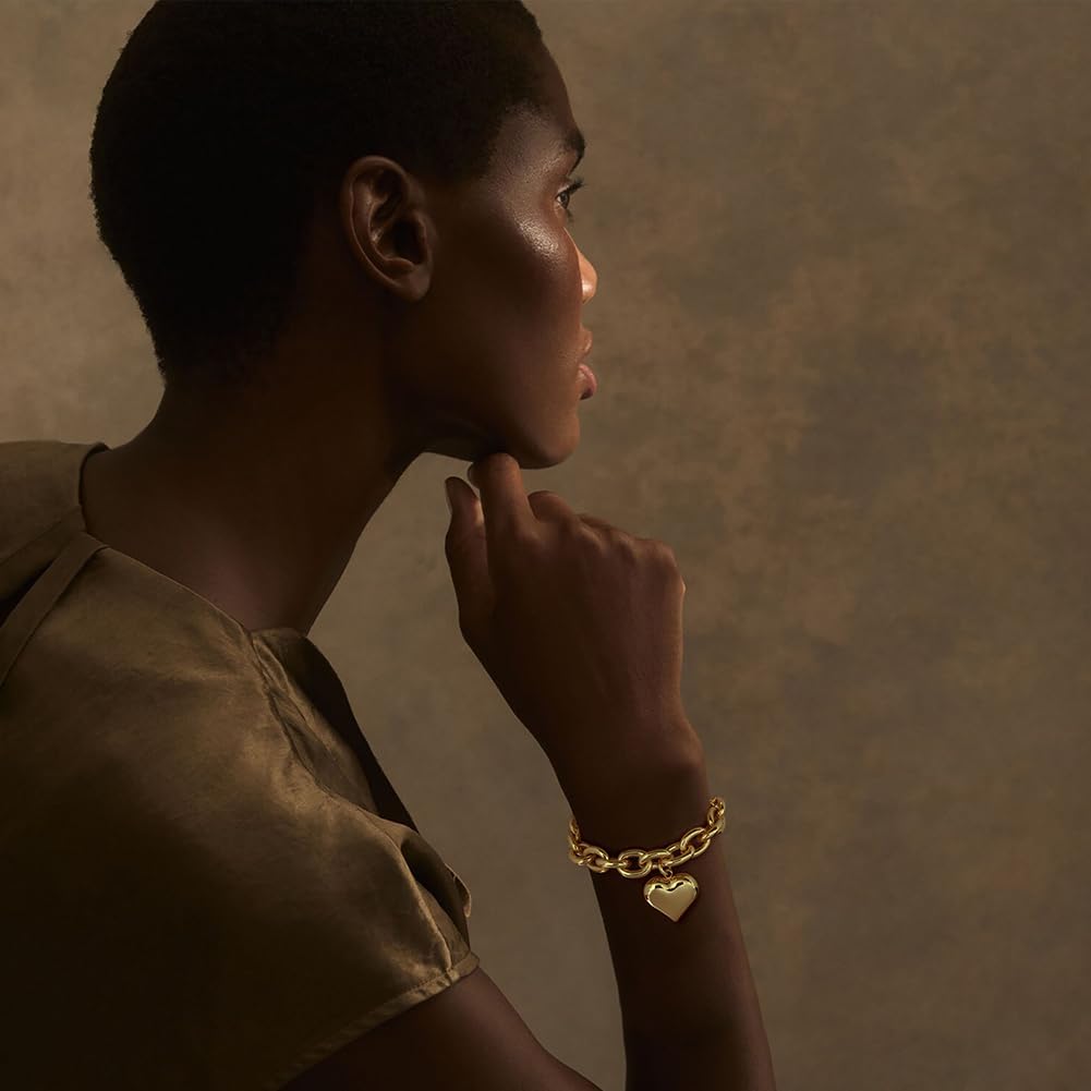 Pearl Bracelets For Women Gold Plated Chain Link Bracelets Bow Heart Charm Bracelets - Image 2