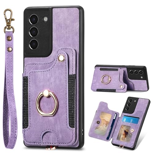 Étui portefeuille en cuir pour Samsung S21 FE avec porte-cartes élégant et dragonne