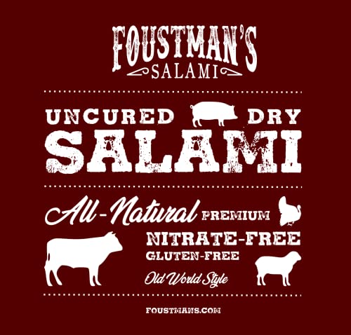 Foustman's Salami Spicy Beef Artisanal, Nitrate-Free, Naturally Cured, Gluten-Free, Dairy-Free, Pork-Free, 8 Oz #TOP4