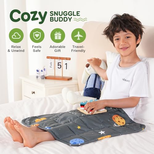Image of Sivio Weighted Lap Blanket 2lb, Small Cute Lap Pad, Soft Cooling Heavy Blankets, Washable Weighted Throw Blanket for Nap Sleep, 19 inchx21 inch-2lb, Grey Sky
