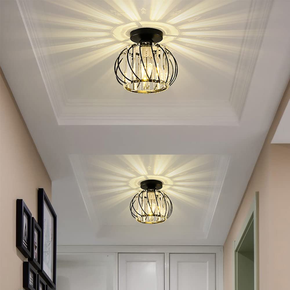 Mengjay E27 Plafoniera in Cristallo Moderno Lampadario Da Soffitto Creativa Paralume,mini lampada da soffitto in cristallo lampadario,per ingresso corridoio camera da letto soggiorno lampada
