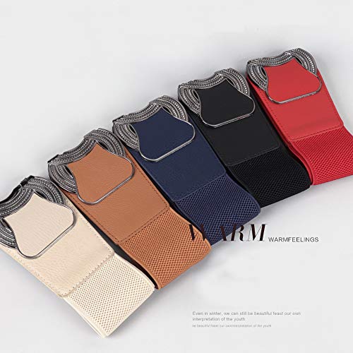 Hello My Life&Apparel Elastic Stretch Wide Butterfly Grey Knot Vintage Waist Belts for Dress (Brown, Large)3