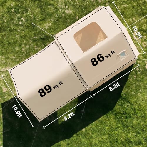 Image of Inflatable Tents for Camping, Blow Up Tent with Hand Pump, Easy Setup Inflatable Hot Tent with Stove Jack, Waterproof Oxford Air Glamping Tents for Camping Adult 4 /6 /8 /10 /12 Person Upgrade Version