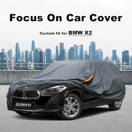 Image of GUNHYI Premium Car Cover Custom Fit BMW X2 /iX2, 16 Layers Heavy Duty Car Cover Waterproof All Weather with Zipper Door for Sun Rain Snow Dust Uv Protection