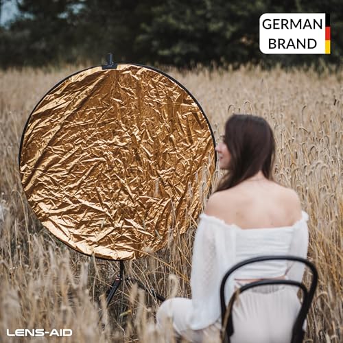 Lens-Aid Reflector Plegable 5 en 1 de 110 cm (Plata, Oro, Blanco, Negro, Difusor) – Reflector de Luz para Fotografía de Estudio y Exterior con Bolsa - imagen 2