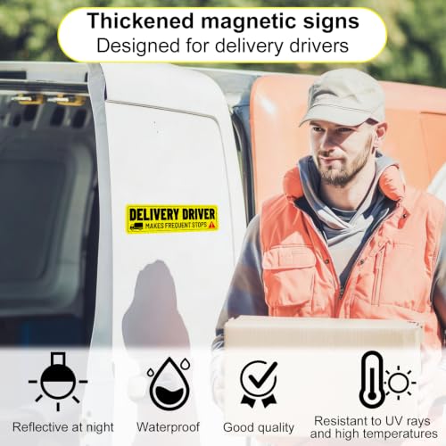 Image of 4pcs Delivery Driver Car Magnet Signs Reflective Decal (2 Design)