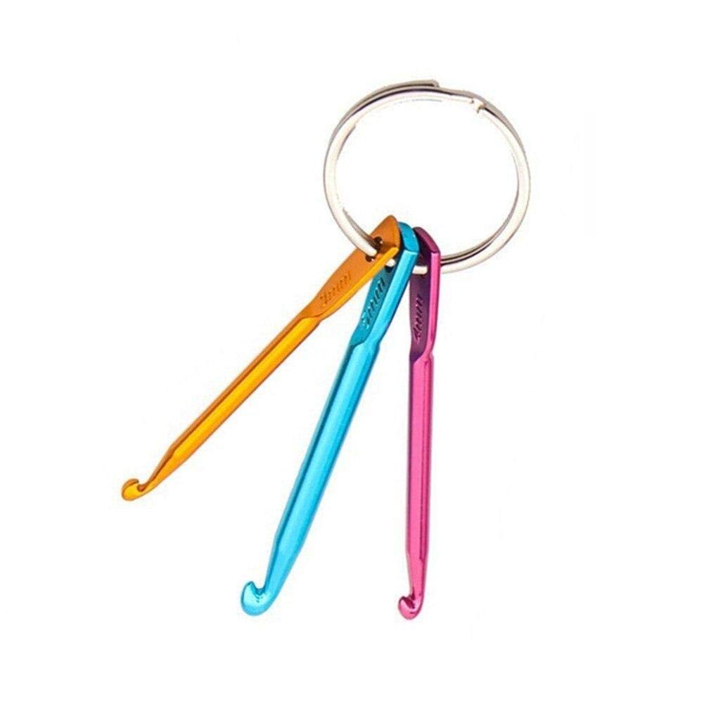 Hotaden 3 Pcs/set 3mm/4mm/5mm Crochet Hooks Set Key Chain Design Soft Handle Crochet Needles Weaving Tools