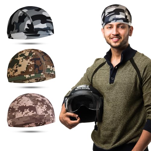 Image of XTRIM Unisex Helmet Skull Cap for Bikers & Cyclists, Cotton Head Cap, Hair Inner Helmet Cover Cap for Men, Sweat Cooling for Women, Skull Cap for Summer