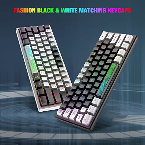 Mini 60% Teclado para Juegos, Mechanical Feel USB Cable Teclado Gaming, RGB Chroma Rainbow Retroiluminado, Compacto 62 Teclas de Colores Mezclados en Negro y Blanco, QWERTY Layout para PC Mac Laptop - imagen 2