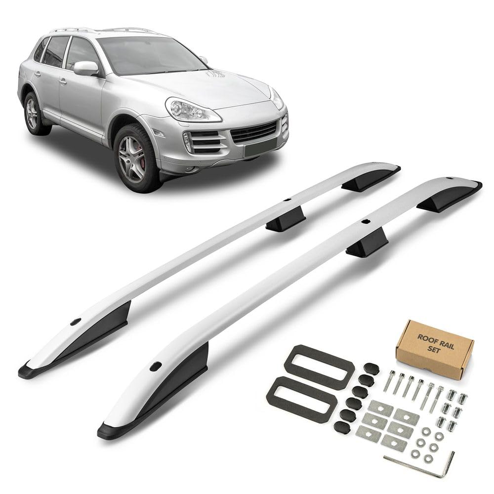 CHROMEMASTER | Barras Portaequipajes, Rieles de Techo Compatible con Porsche Cayenne 2002-2010; Se Utilizan para el Montaje de Portaequipajes de Techo, Cajas de Techo o Portabicicletas; Aluminio