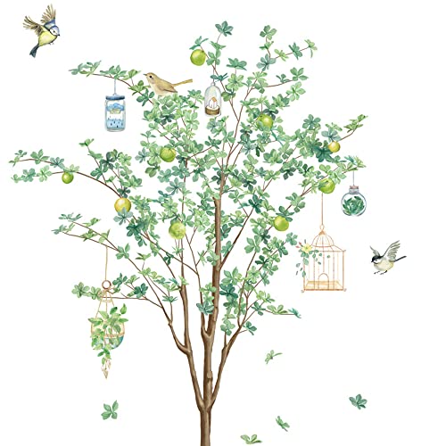 Duoyif Adesivi Murali Albero Verde Uccello Adesivo...