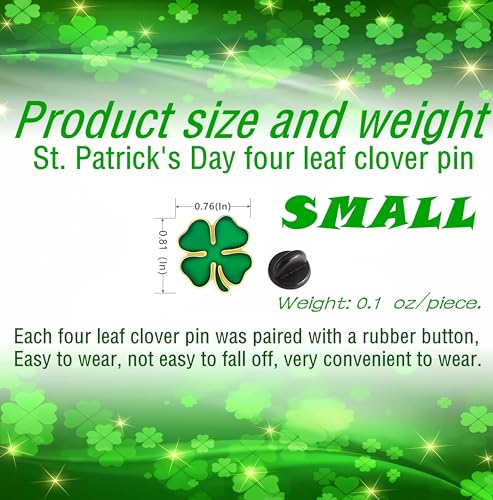 25/50/100/200 pieces St. Patrick's Day pin small green enamel Four leaf clover lapel pin brooches pins badge Ireland Irish Souvenir gift bulk2