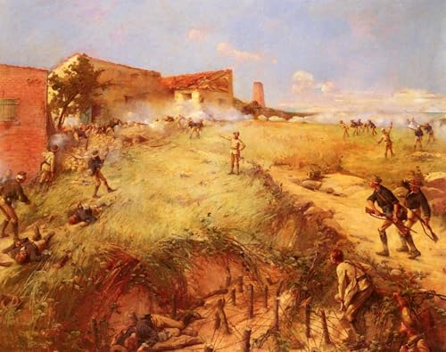 Peinture sur toile bataille de San Juan Cuba pour habiller un mur vide 60x90