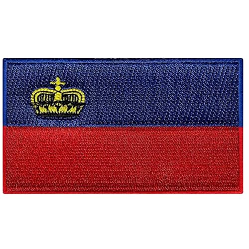 Bebuz Aufnäher mit Liechtenstein-Flagge, bestickt, zum Aufbügeln oder Aufnähen, Stoffreparatur-Flicken – Emblem