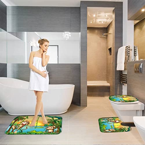 AOLIGL Badezimmermatte Set Krokodil 3D Drucken AFFE Teppich Badezimmer Badgarnitur 3teilig Mikrofaser Bath mat U… – Bild 5