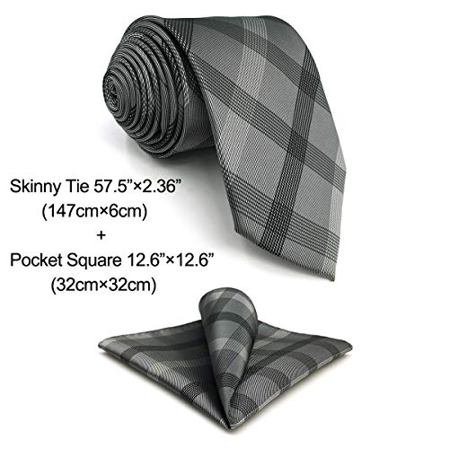 S&W SHLAX&WING Gravatas masculinas cinza xadrez 100% seda