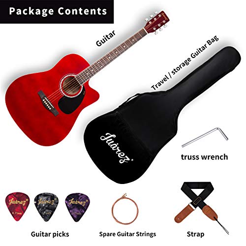 Image of JUAREZ Arpeggio 41 Inch Acoustic Guitar Kit, JRA41SP-RD Spruce Top, Rosewood Fretboard & Bridge, Truss Rod, Chrome Die Cast Machine Tuners, Red